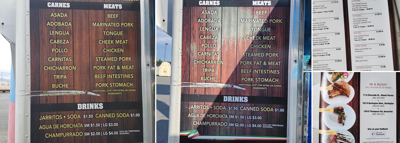 Tacos Tecalitlan Menu