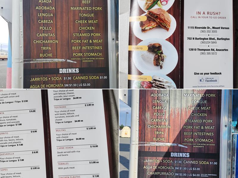 Tacos Tecalitlan Menu