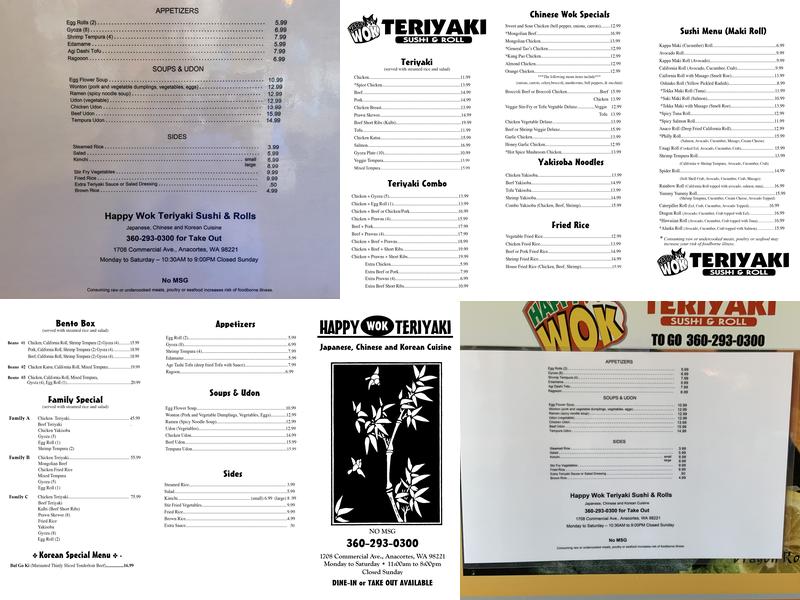 Happy Wok Teriyaki Menu