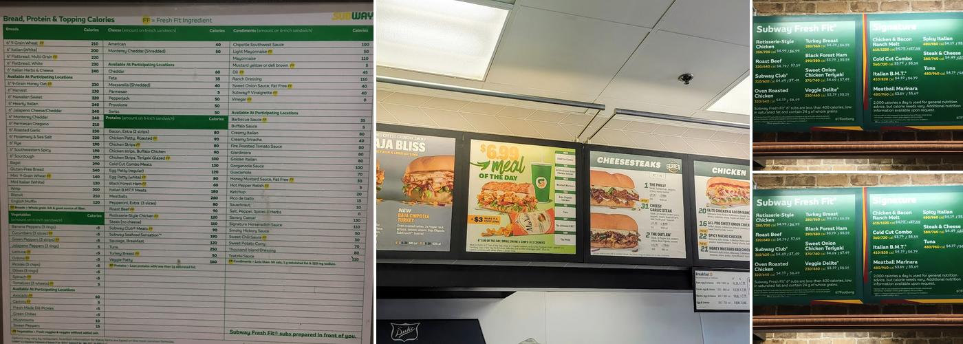 Subway Menu