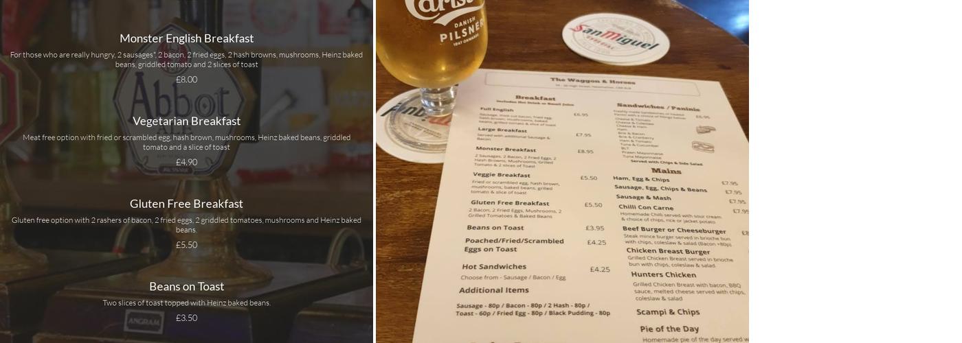 The Waggon & Horses Menu