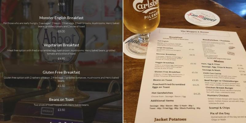 The Waggon & Horses Menu