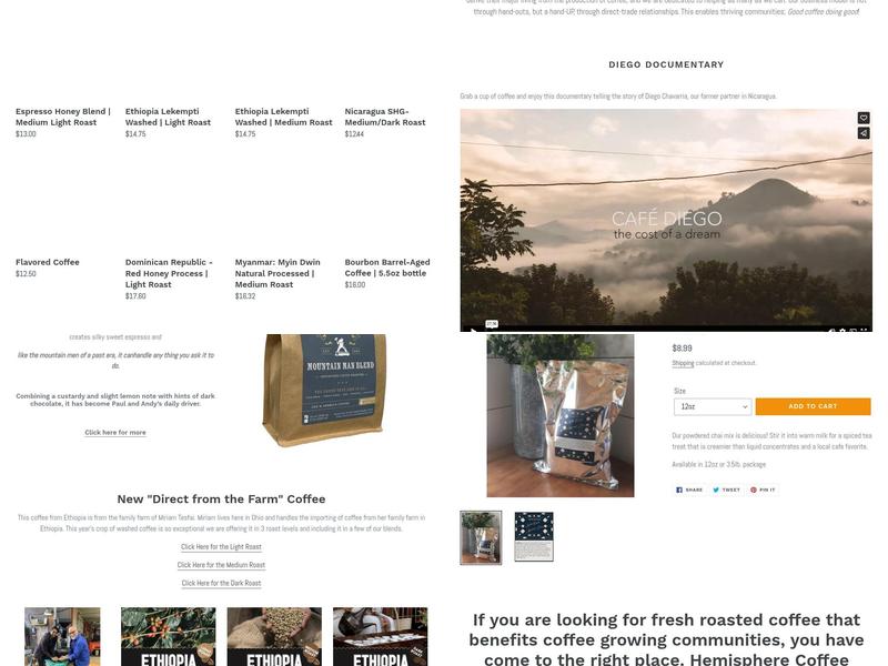 Hemisphere Coffee Roasters Menu