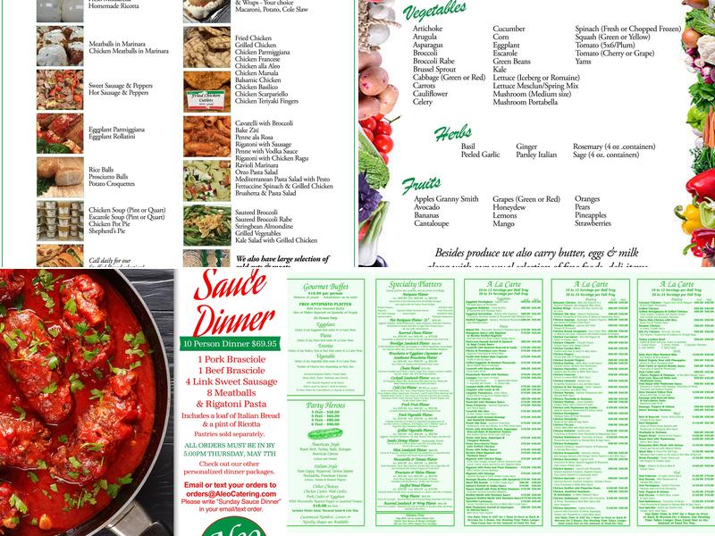 Aleo Italian Specialties Menu