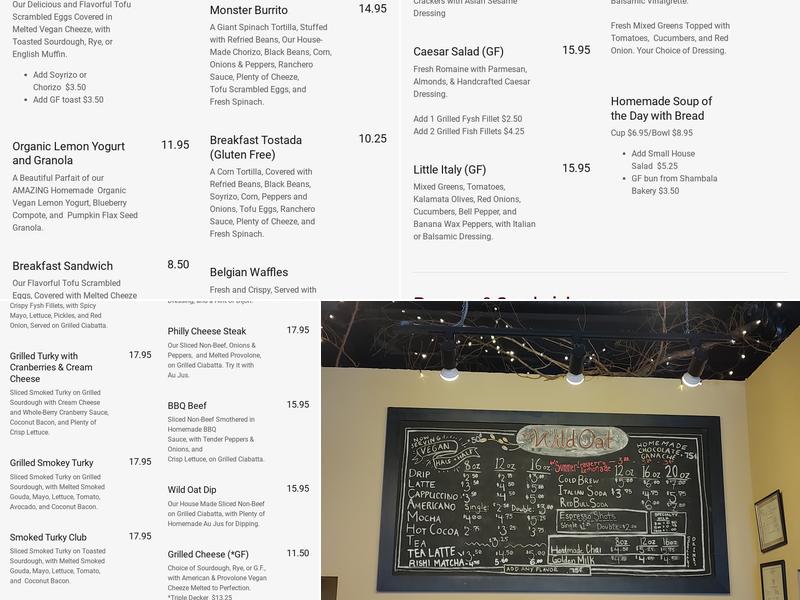 The Wild Oat Bakery & Cafe Menu