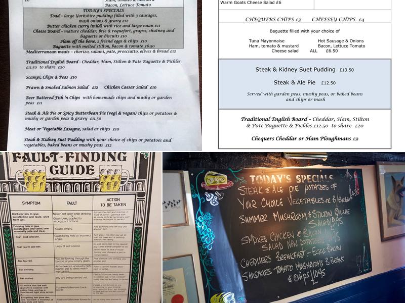 The Chequers Inn Menu