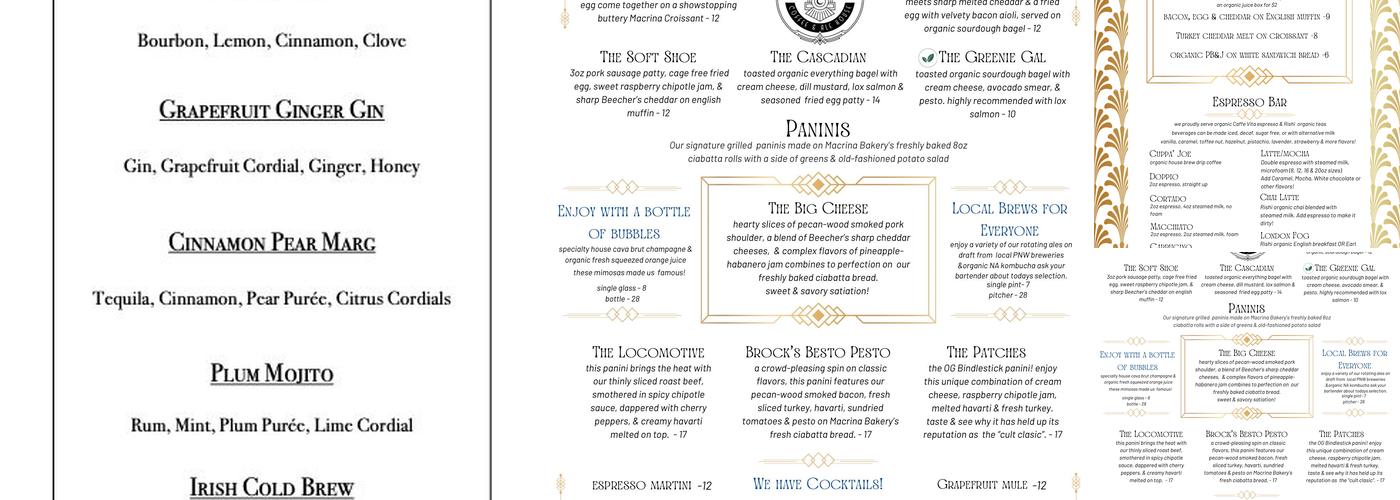 The Bindlestick Menu