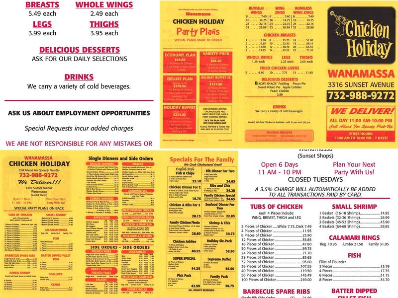 Chicken Holiday Menu