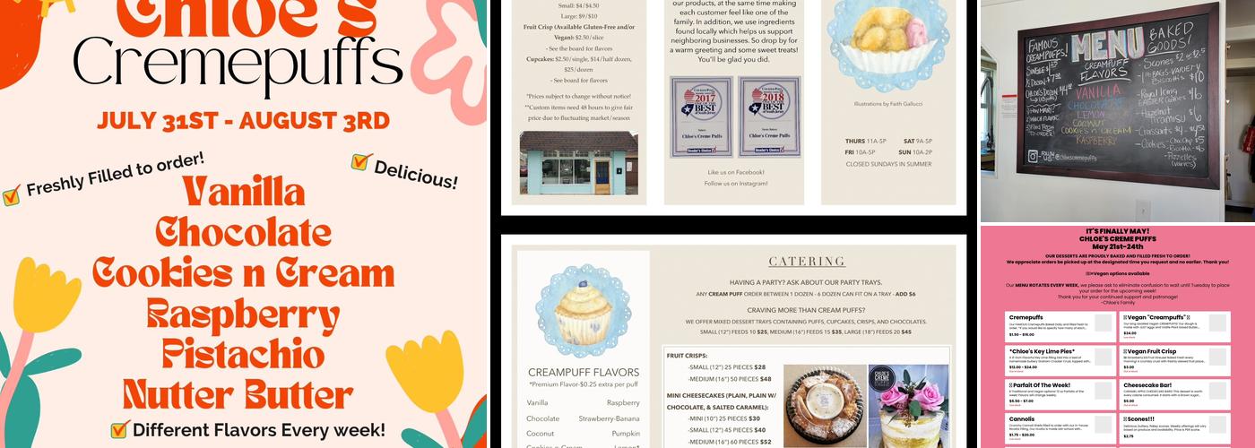 Chloe's Creme Puffs Menu
