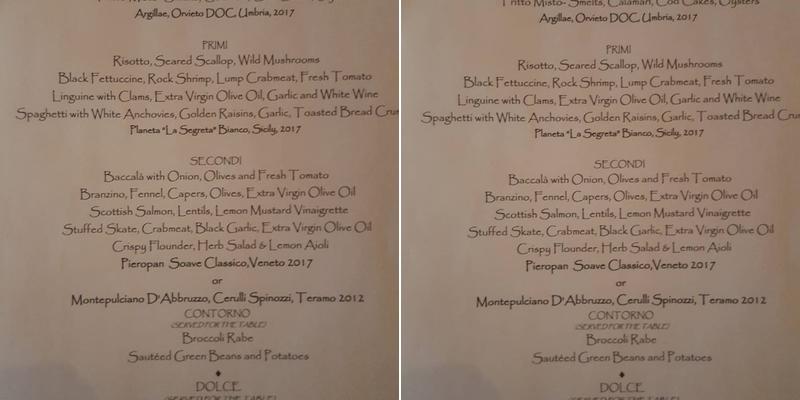 Paradiso Restaurant Menu