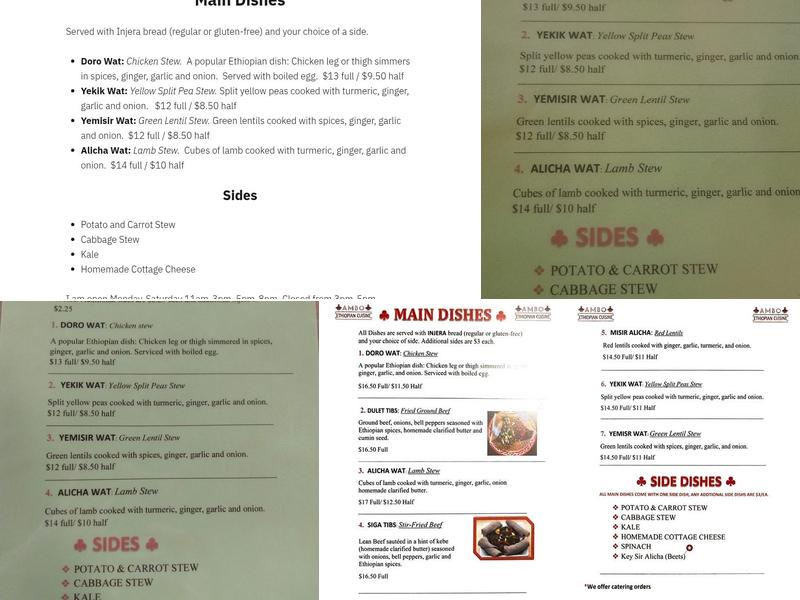Ambo Ethiopian Cuisine Menu