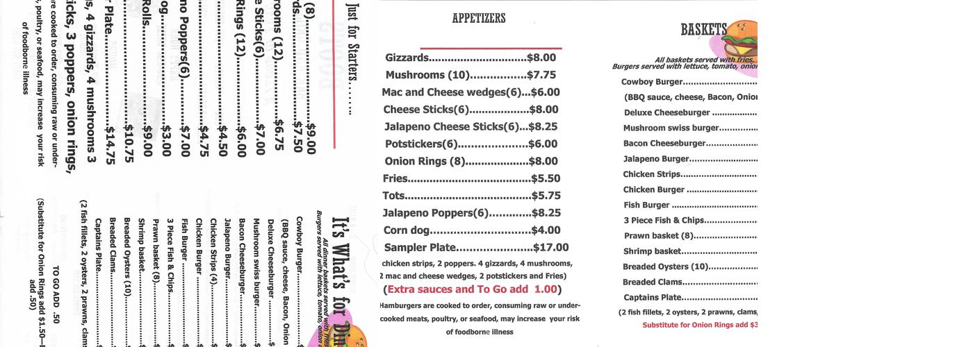 Boots Bar And Grill Menu