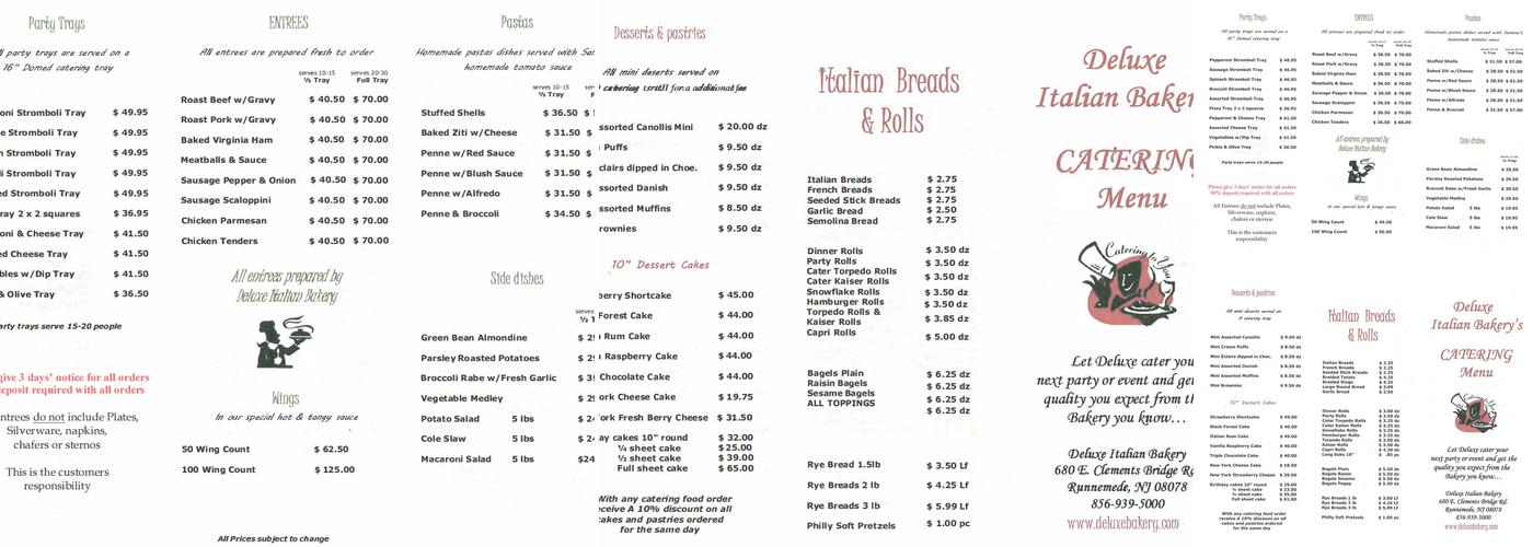 Deluxe Italian Bakery Inc. Menu