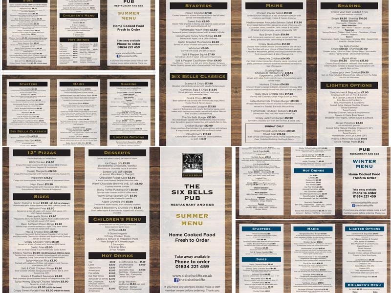 Six Bells Menu
