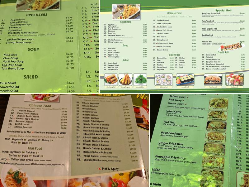 Wasabi Fusion Menu