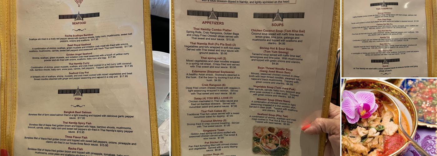 Thai Namtip Menu