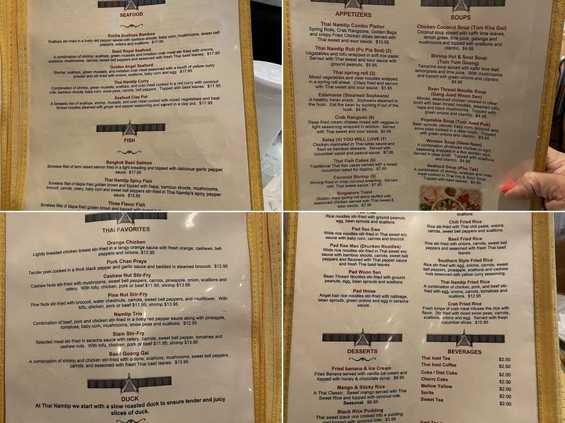 Thai Namtip Menu