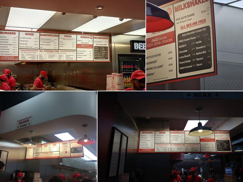 Five Guys Westfield London Menu
