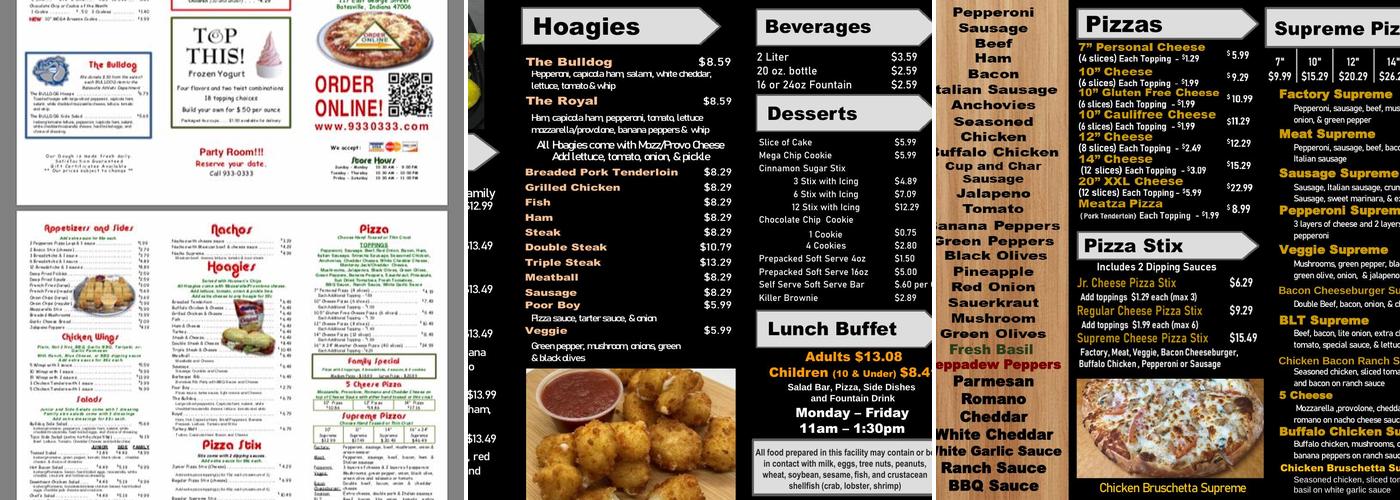 Ison's Family Pizza Menu