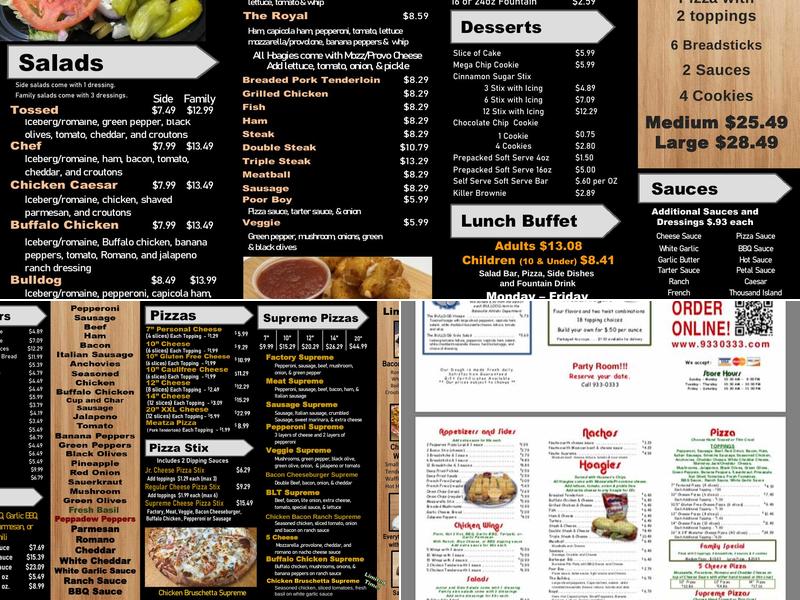 Ison's Family Pizza Menu
