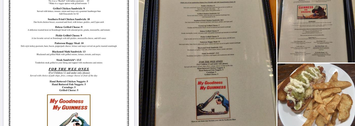 Paddy Coughlin's Pub Menu
