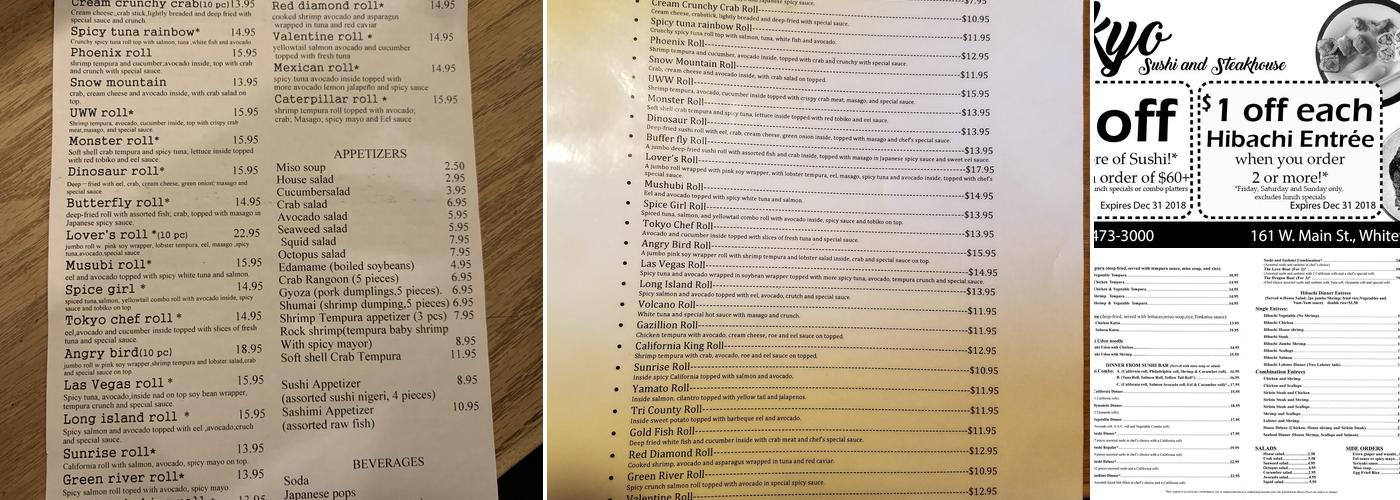 Tokyo Japanese Cuisine Menu