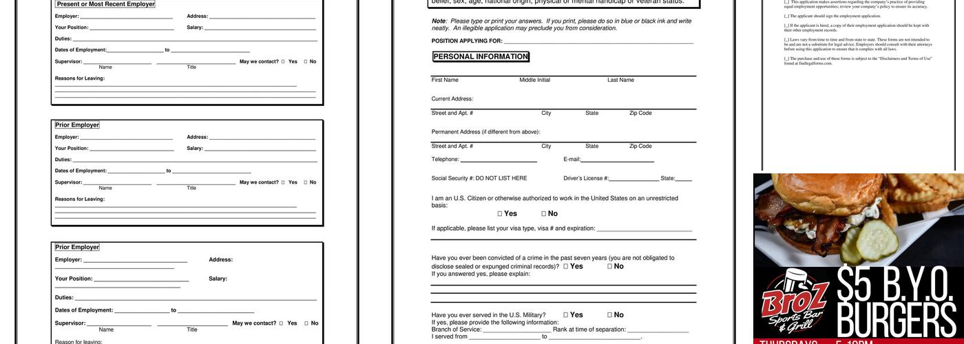 Broz Sports Bar and Grill Menu