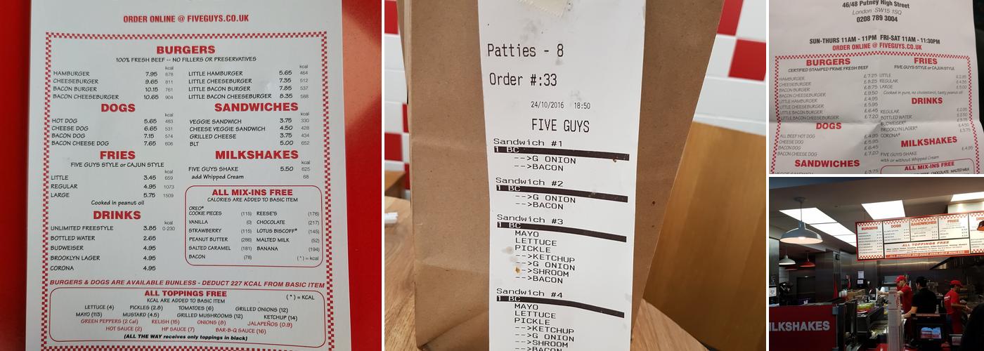 Five Guys Putney Menu