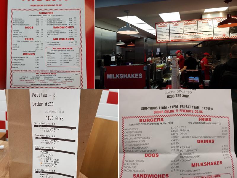 Five Guys Putney Menu