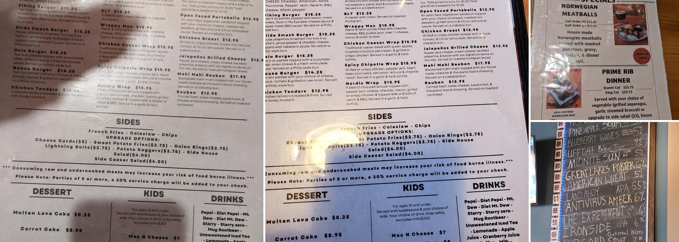 Viking Brew Pub Menu