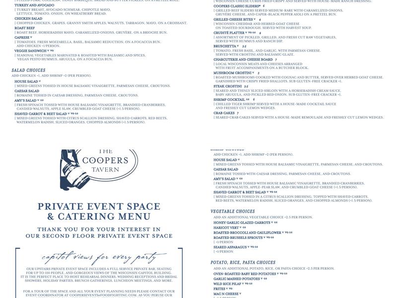 The Coopers Tavern Menu