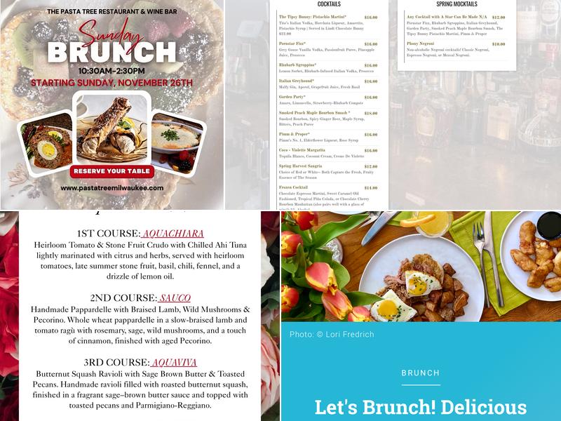 The Pasta Tree Restaurant & Wine Bar Menu