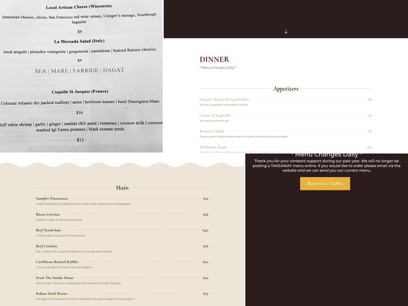 Lagniappe Brasserie Menu