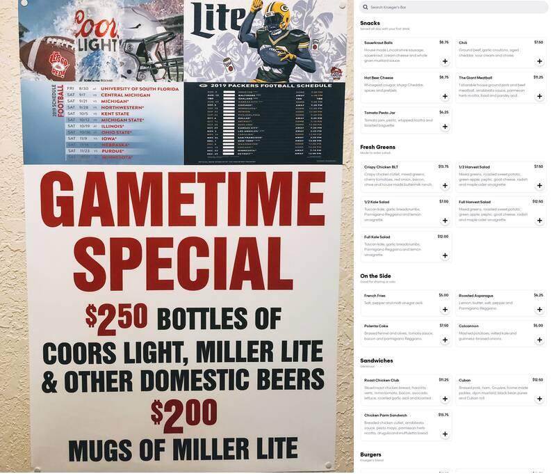 Krueger’s bar Menu