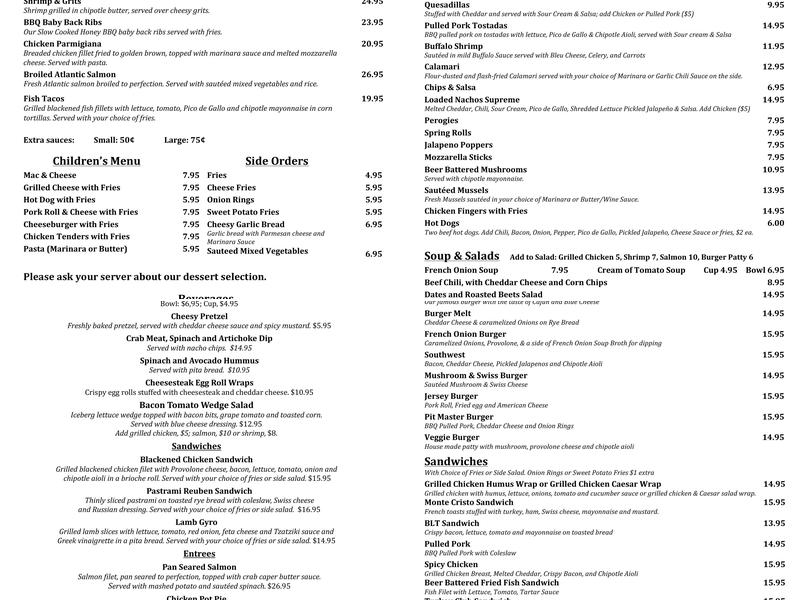 Patriots Crossing Tavern & Wine Shop Menu