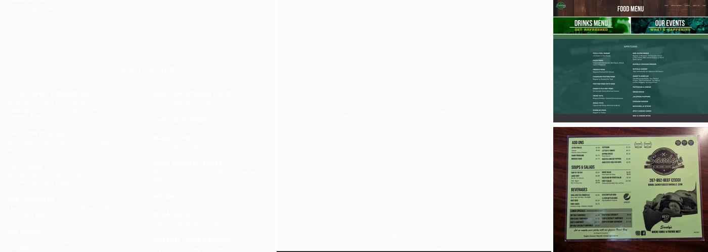 Sandy's Beef & Ale Menu