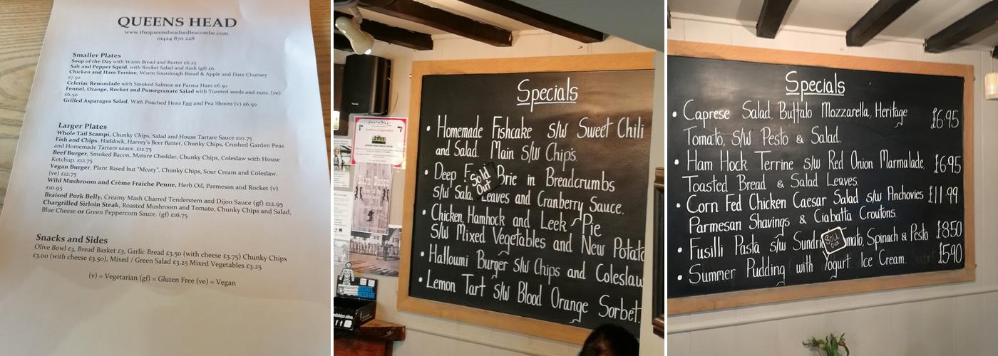 The Queens Head Menu