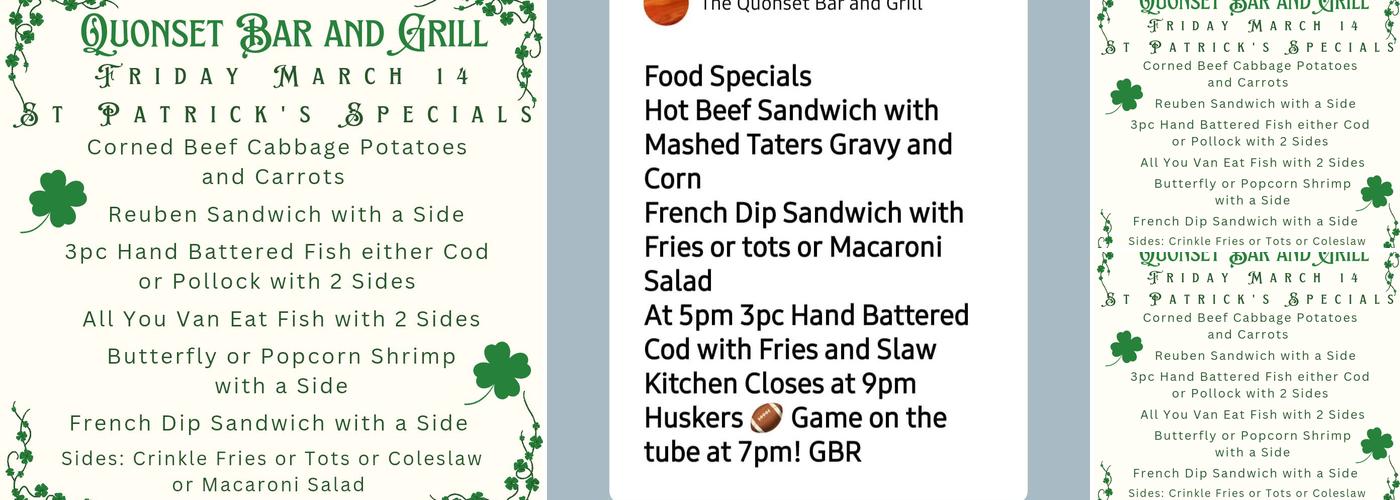 The Quonset Bar And Grill Menu