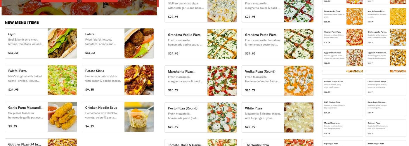 Nick's Pizza and Deli Menu