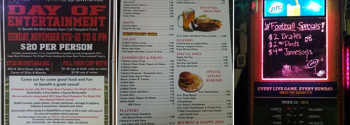 Styles Inn Sports Bar & Grill Menu