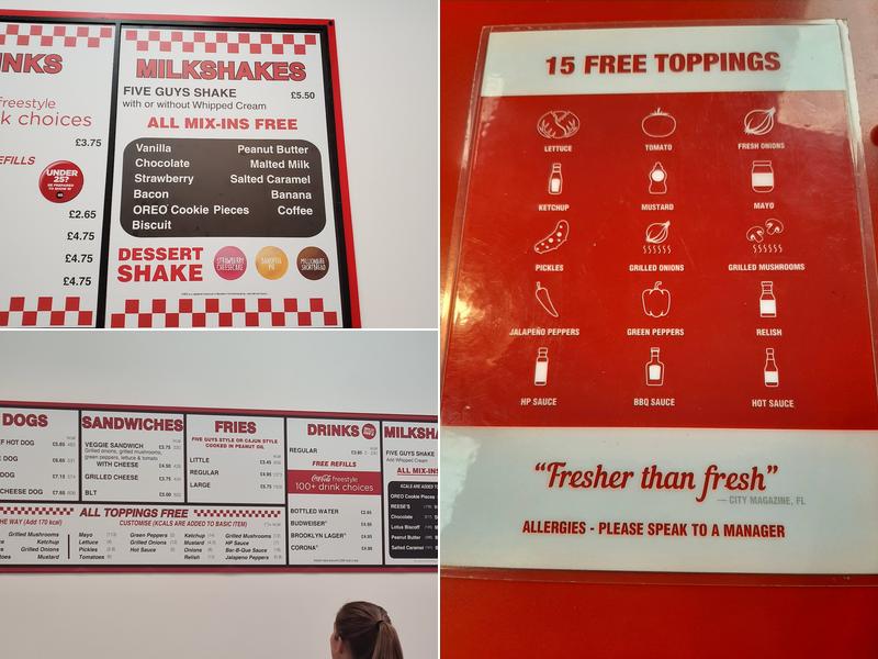 Five Guys Wimbledon Menu