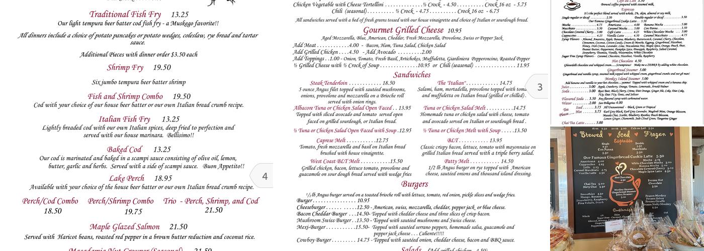 The Gingerbread House Menu