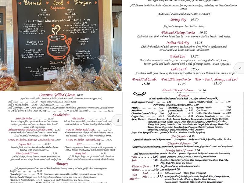 The Gingerbread House Menu