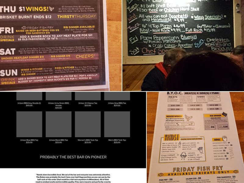 Pop's Pub on Pioneer Menu