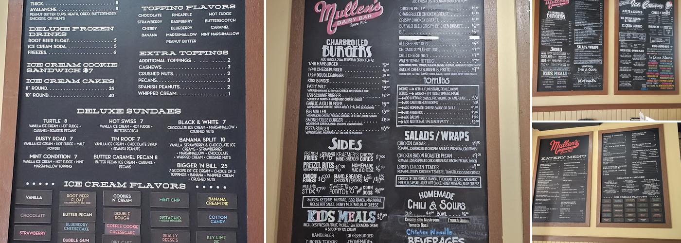 Mullen's Dairy Bar - Watertown Menu