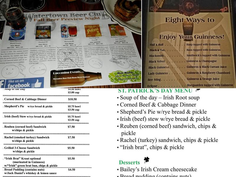 Lyon's Irish Pub Menu