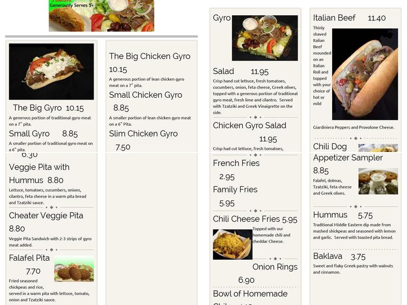 Gyro Kabobs Menu