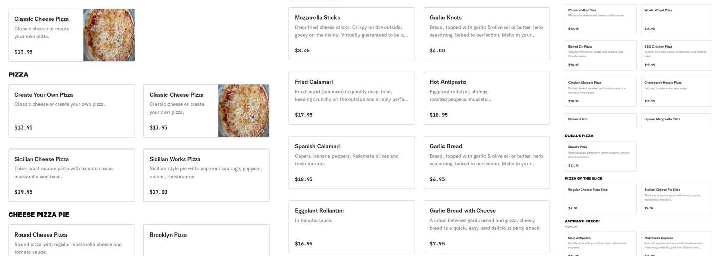 Dusal's Menu