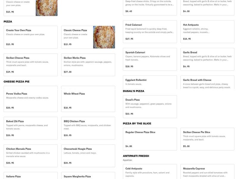 Dusal's Menu
