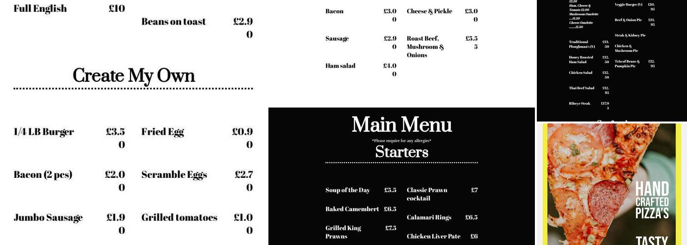Royal Oak Flimwell Menu